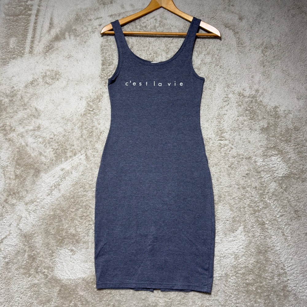 Tranquilo & Tropical Dress Womens Small Gray C'est La Vie Tank Bodycon GF-0139